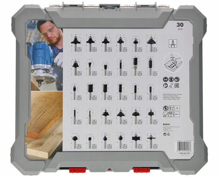 BOSCH ZESTAW 30 FREZÓW DO DREWNA chwyt 8mm