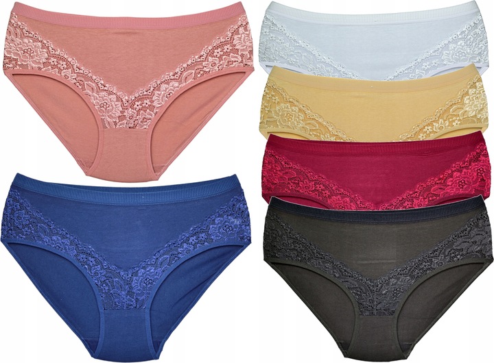 MAJTKI damskie bawełniane KORONKOWE BAWEŁNA figi rozmiar 3XL x 6 sztuk