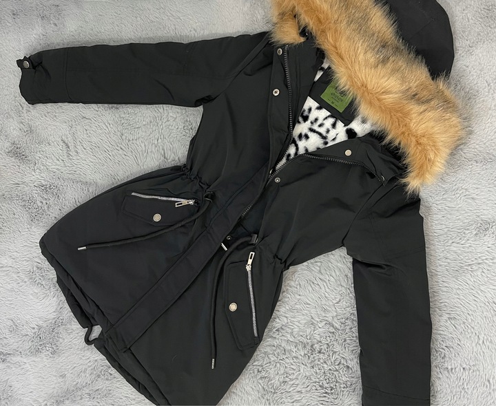 ZIMOWA PANTERA CIEPŁA PARKA KURTKA NA MISIU L