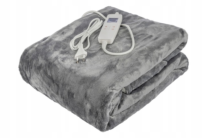 DUŻY 160x120 Koc Elektryczny Pluszowy Mata grzewcza Pilot LCD Timer 160W