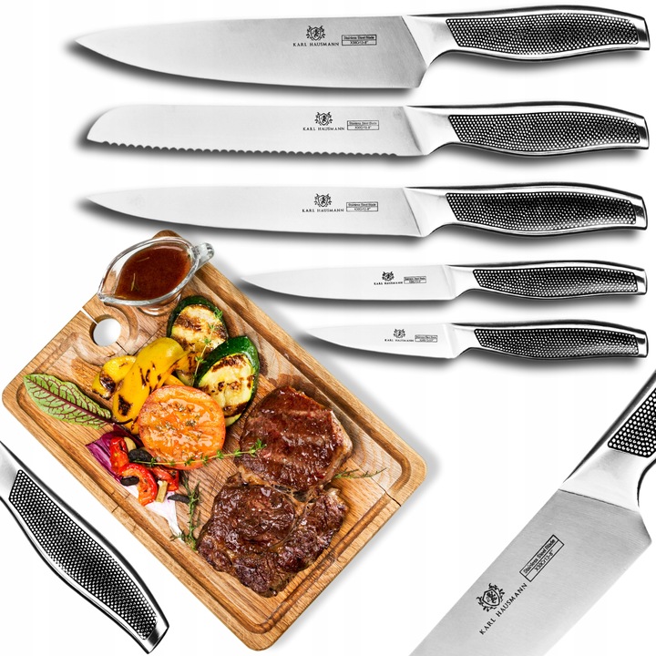 ZESTAW KOMPLET 5 NOŻY KUCHENNYCH STALOWE ostre NOŻE NÓŻ SZEFA KUCHNI 18/0