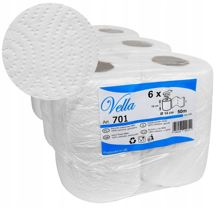 RĘCZNIKI PAPIEROWE KUCHENNE 50mb VELLA CELULOZA x6