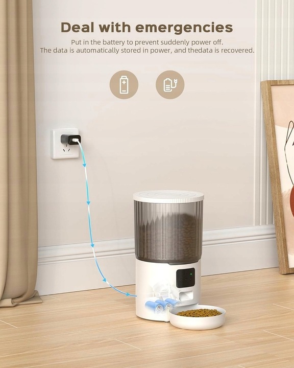 Pojemnik na karmę dozownik automatyczny SMART UIOOQ 1,5 kg 4 l