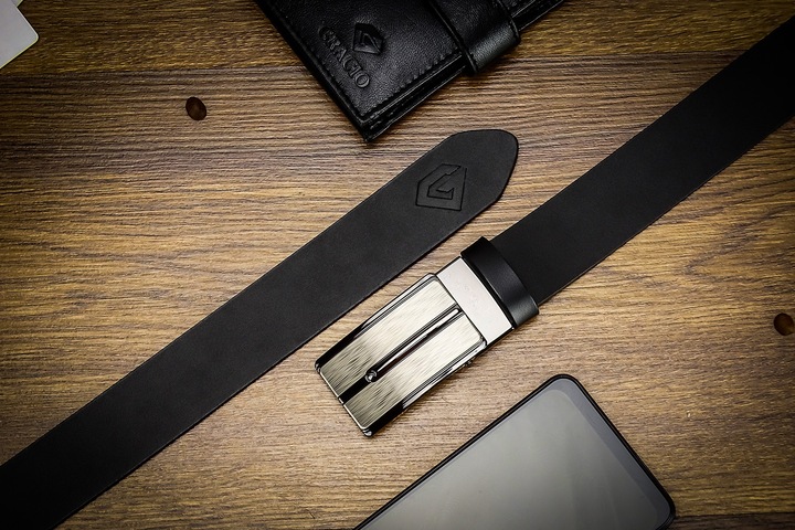 Klasyczny Czarny Męski pasek SKÓRZANY CZARNY 120cm