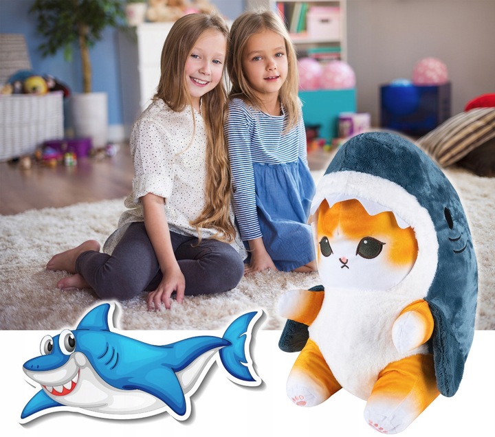 Kot Rekin Kotorekin 55Cm Przytulanka Xl Miś Maskotka Poduszka Duży Pluszowy