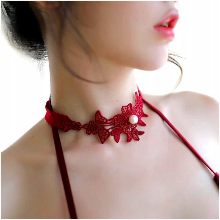 PODWIĄZKA czerwona STUDNIÓWKA z PEREŁKĄ czerwień MODNY ODCIEŃ BURGUND bordo