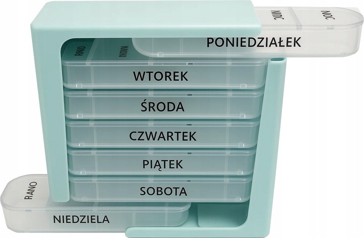 Pojemnik na leki kasetka plastikowa na tabletki 7 dni 4 pory dnia