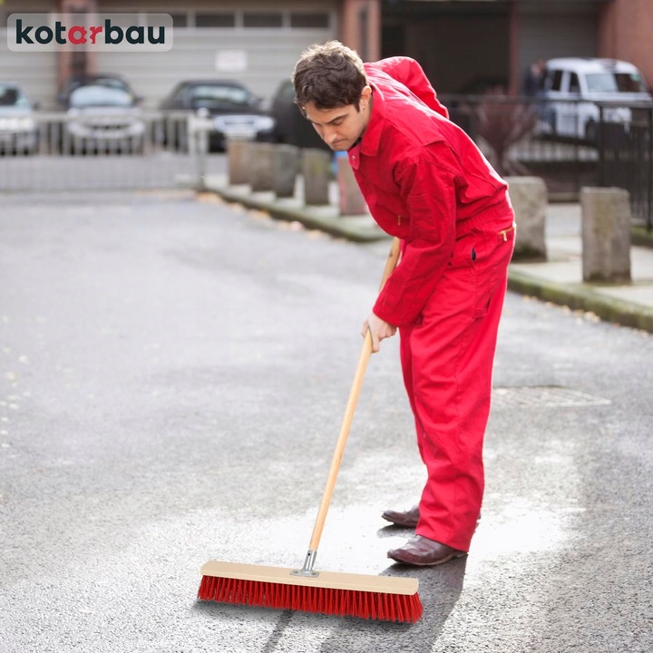 MIOTŁA SZCZOTKA 500 MM ULICÓWKA PCV ZAMIATACZ ZMIOTKA Z DREWNIANYM