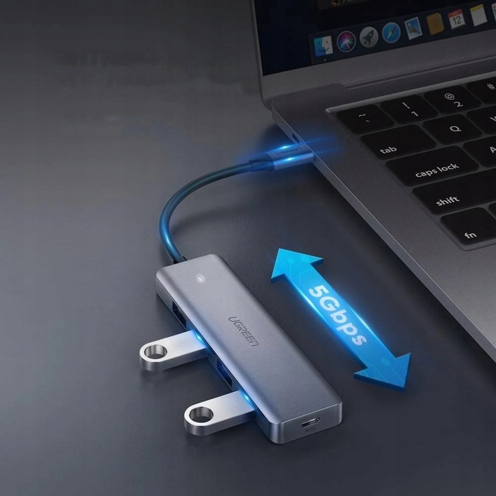 UGREEN HUB ROZDZIELACZ ADAPTER USB-C TYP-C NA 4x USB 3.0 TRANSFER DO 5 Gbps