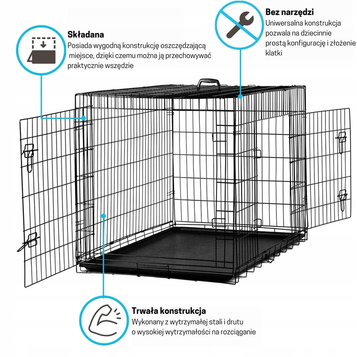 KLATKA METALOWA KENNELOWA TRANSPORTER DLA PSA KOTA ZWIERZĄT XL