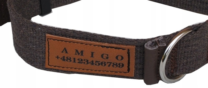 obroża dla L-XL z adresem Psa Parciana Bawełniana