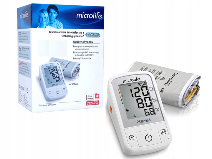Microlife Ciśnieniomierz Automatyczny BP A2 Basic dzienniczek + zasilacz!