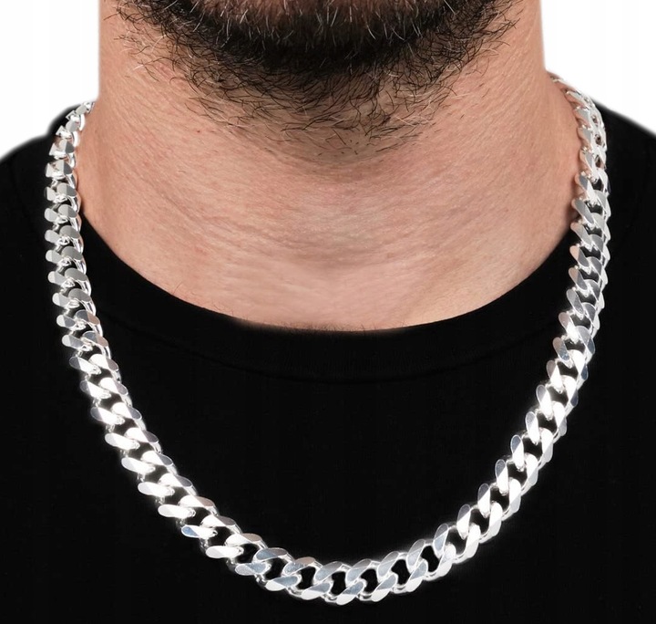 GRUBY ŁAŃCUCH Srebrny Męski Łańcuszek SREBRO pr.925 8mm/50cm Pancerka
