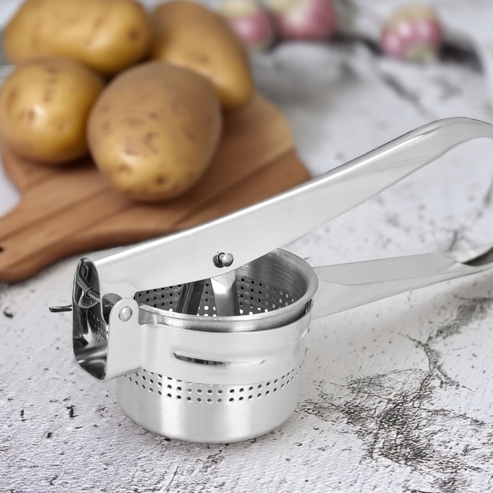 PRASKA DO ZIEMNIAKÓW UBIJAK TŁUCZEK UGNIATACZ STAL NIERDZEWNA