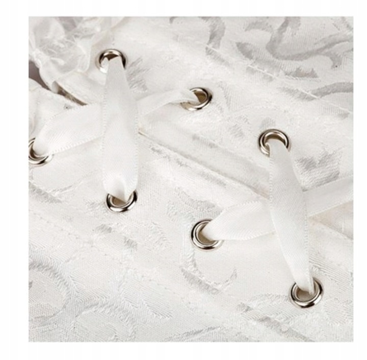 GORSET biały wiązany MODELUJĄCY talię + stringi WYSZCZUPLAJĄCY S