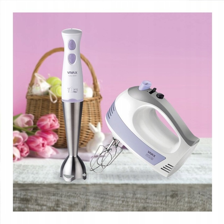 MIKSER RĘCZNY VIVAX TURBO 400W MIESZADŁA I TRZEPACZKI ZE STALI