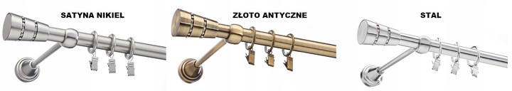 KARNISZ PODWÓJNY FI 19+19 200 cm CICHE KÓŁKA WZORY