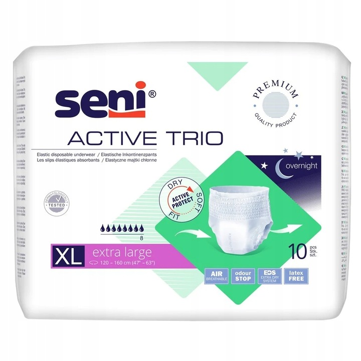 SENI ACTIVE TRIO XL MAJTKI CHŁONNE NA NOC WCIĄGANE DLA DOROSŁYCH