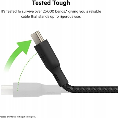 Belkin - Kabel Boost - USB-C do USB-C PD, 5A 100W, z oplotem nylonowym, 3 m