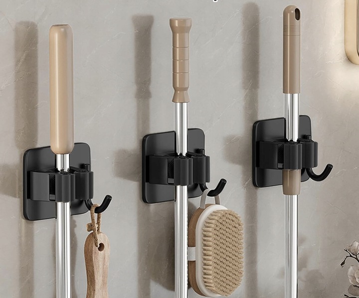 WIESZAK ścienny na Ręcznik Mop Miotła 4 SZTUKI Uchwyt do Łazienki i