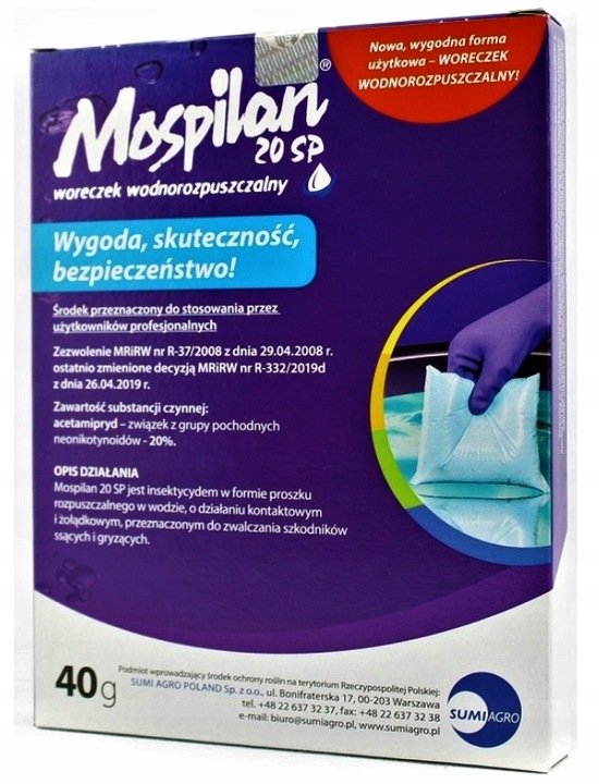 Mospilan 20SP 40g SUMI AGRO acetamipryd, stonka, mszyca, opuchlak,