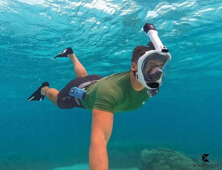 MASKA DO NURKOWANIA PŁYWANIA NIE PARUJE GoPro PEŁNOTWARZOWA Z RURKĄ L/XL