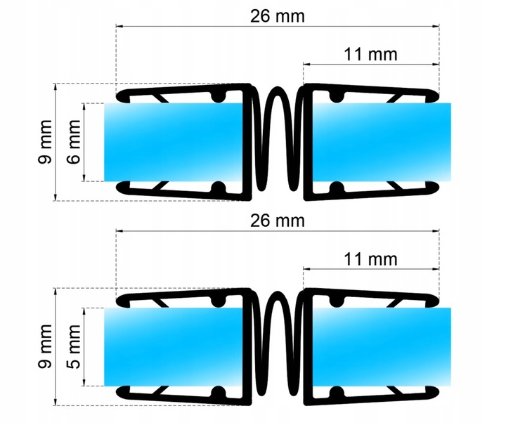 USZCZELKA ŁĄCZĄCA do kabiny 200cm 5 6mm US-07