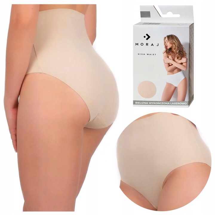 Figi Majtki Damskie Laserowo Cięte Wyszczuplające Gładkie Cieliste MORAJ L
