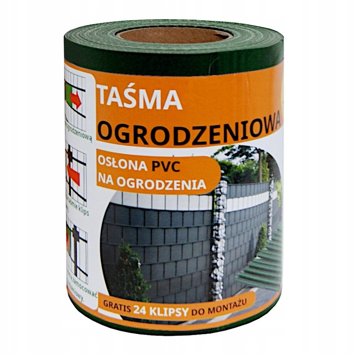 TAŚMA OGRODZENIOWA OSŁONA NA OGRODZENIE PŁOT +UV 24KLIPSY 19cmx35m