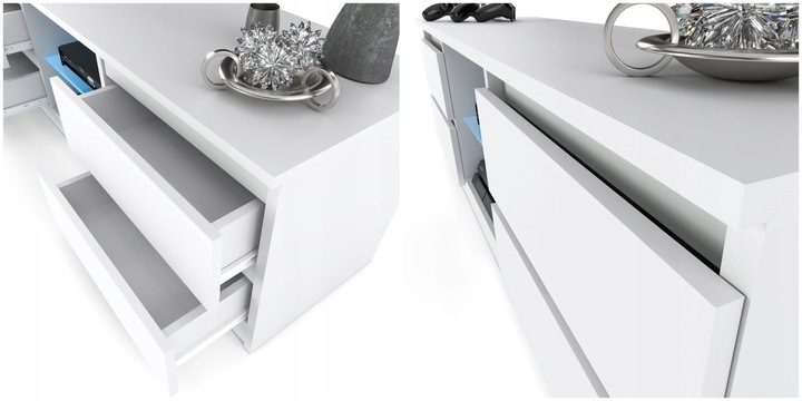 Szafka RTV 138cm Stolik pod TV Komoda stojąca 4 szuflady ANTRACYT DĄB