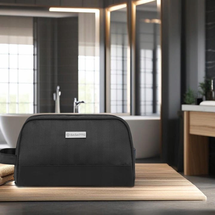 Kosmetyczka Podróżna Organizer na kosmetyki Saszetka czarny jodełka