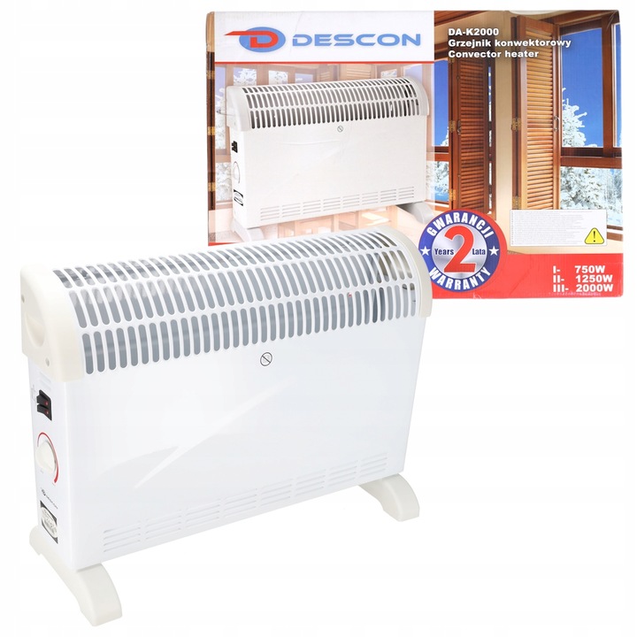 Grzejnik elektryczny Konwektorowy 2000W Kaloryfer Termostat Energooszczędny