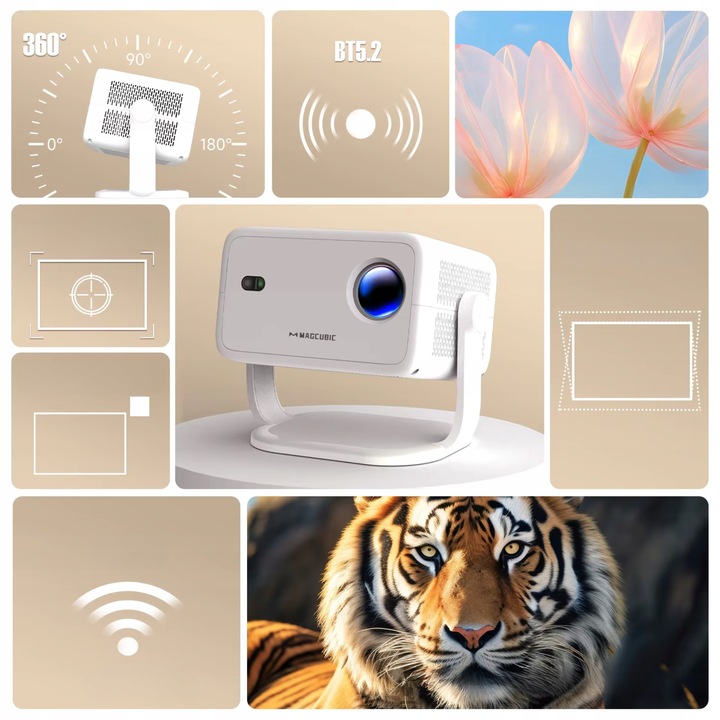 PROJEKTOR LED MAGCUBIC L018 4K 1080p ANDROID SMART TV WiFi GŁOŚNIK BT