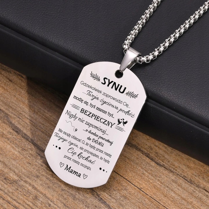 Srebrny naszyjnik NIEŚMIERTELNIK PREZENT dla syna grawer GRATIS