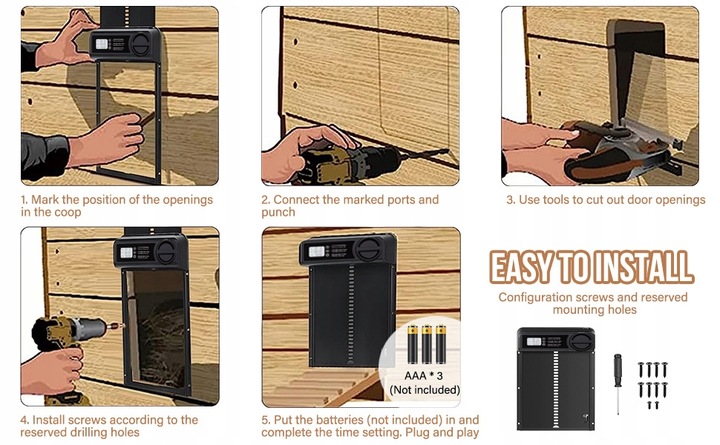 Automatyczne Drzwi Do Kurnika Z Timerem Blokada Przytrzaśnięcia Wodoodporne