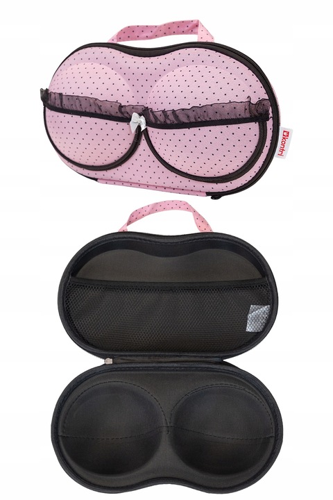 Stylowe etui na bieliznę biustonosz podróż różowe Kontri E1001