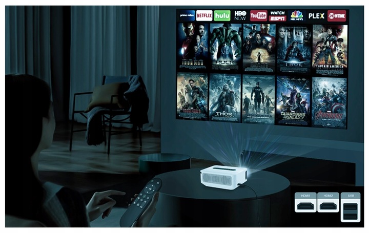 Projektor Rzutnik Full HD 4K 12000lm WiFi Android + Torba + Kabel HDMI