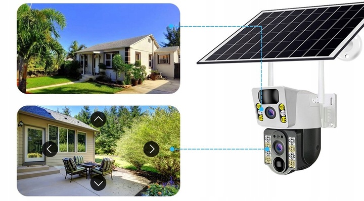 ZEWNĘTRZNA KAMERA SOLARNA TYP-C DWA OBIEKTYWY 8MPx NA KARTE SIM 4G LTE ZOOM