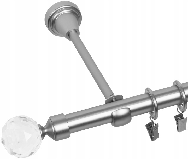 KARNISZ POJEDYNCZY 200 CM 19 MM CICHE KÓŁKA 3 KOLORY WYBÓR ZAKOŃCZEŃ