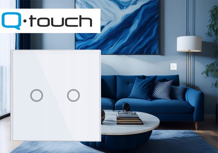 WŁĄCZNIK WYŁĄCZNIK ŚWIATŁA SZKLANY DOTYKOWY PODWÓJNY BIAŁY SZKŁO BIAŁE