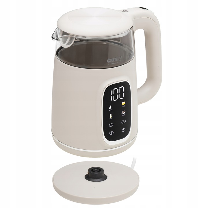 Czajnik Elektryczny 2200W Szklany beżowy Panel LED Mocny Camry CR1383