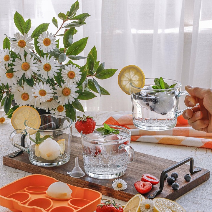 Zestaw KUBKI Szklane SZKLANKI do KAWY i HERBATY z UCHEM Tadar Sue 6x450 ml