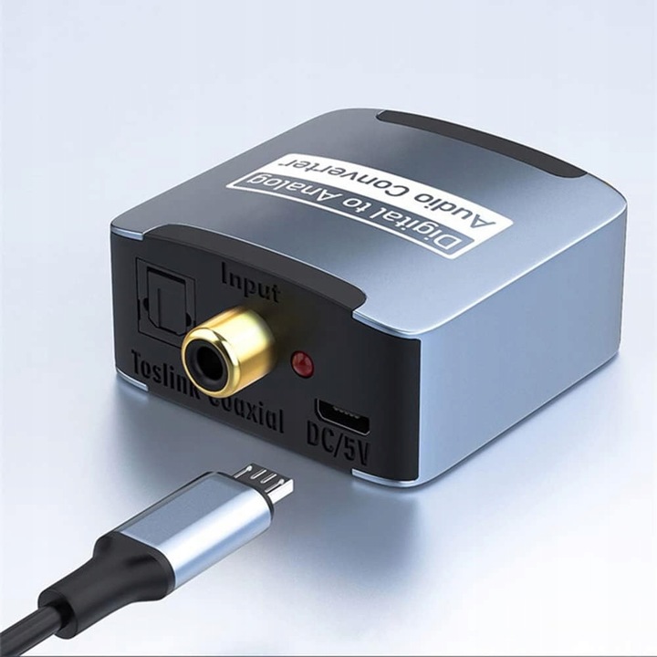KONWERTER PRZEJŚCIÓWKA DAC ADAPTER OPTYCZNY COAXIAL TOSLINK DO 2x RCA