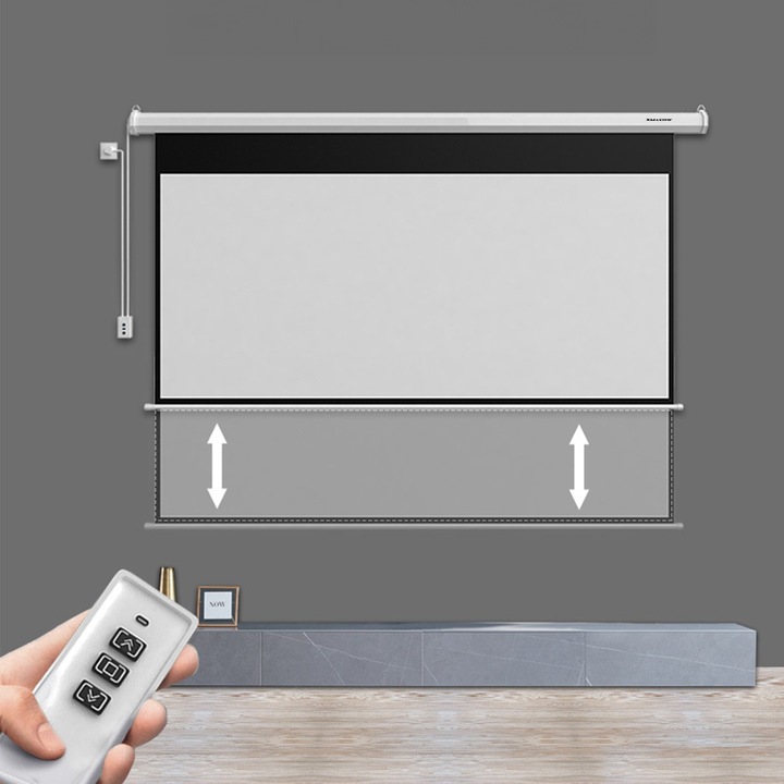 EKRAN PROJEKCYJNY ŚCIENNY RZUTNIKA ELEKTRYCZNY AUTOMATYCZNY PILOT 100