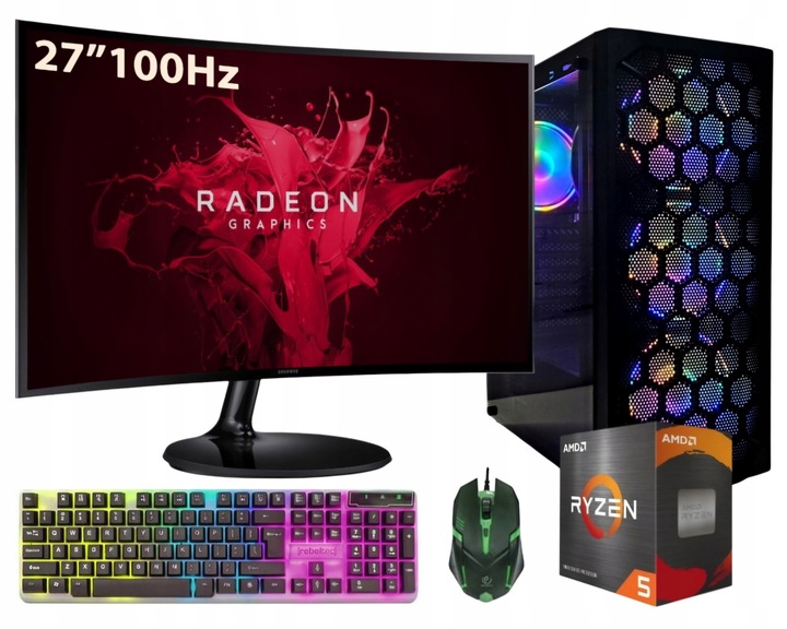 ZESTAW KOMPUTER GAMINGOWY 27"100Hz |RYZEN 5|VEGA 11|32GB|1TB| WI-FI|WIN 11