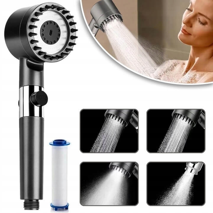 SŁUCHAWKA PRYSZNICOWA WYSOKOCIŚNIENIOWA OSZCZĘDNA Z FILTREM MASAŻEREM