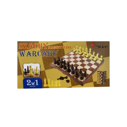 2w1 Magnetyczne Szachy Warcaby drewniane