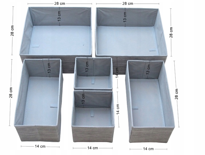 ZESTAW 6 ORGANIZERÓW ORGANIZER NA BIELIZNĘ DO SZUFLADY SZAFY POJEMNIKI
