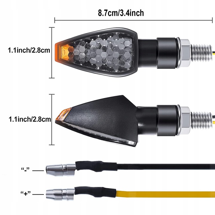 4x KIERUNKOWSKAZY MOTOCYKLOWE QUADA HOMOLOGACJA 12 V CZARNE DYMIONE 14 LED