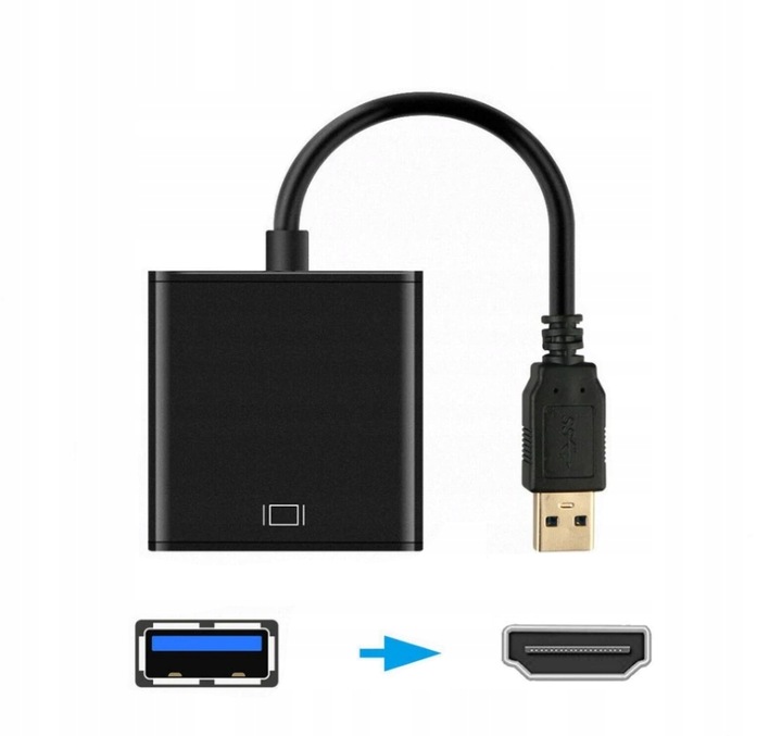 CO2 PRZEJŚCIÓWKA USB 3 HDMI ADAPTER KABEL HUB KONWERTER FULL HD 1080P 60HZ